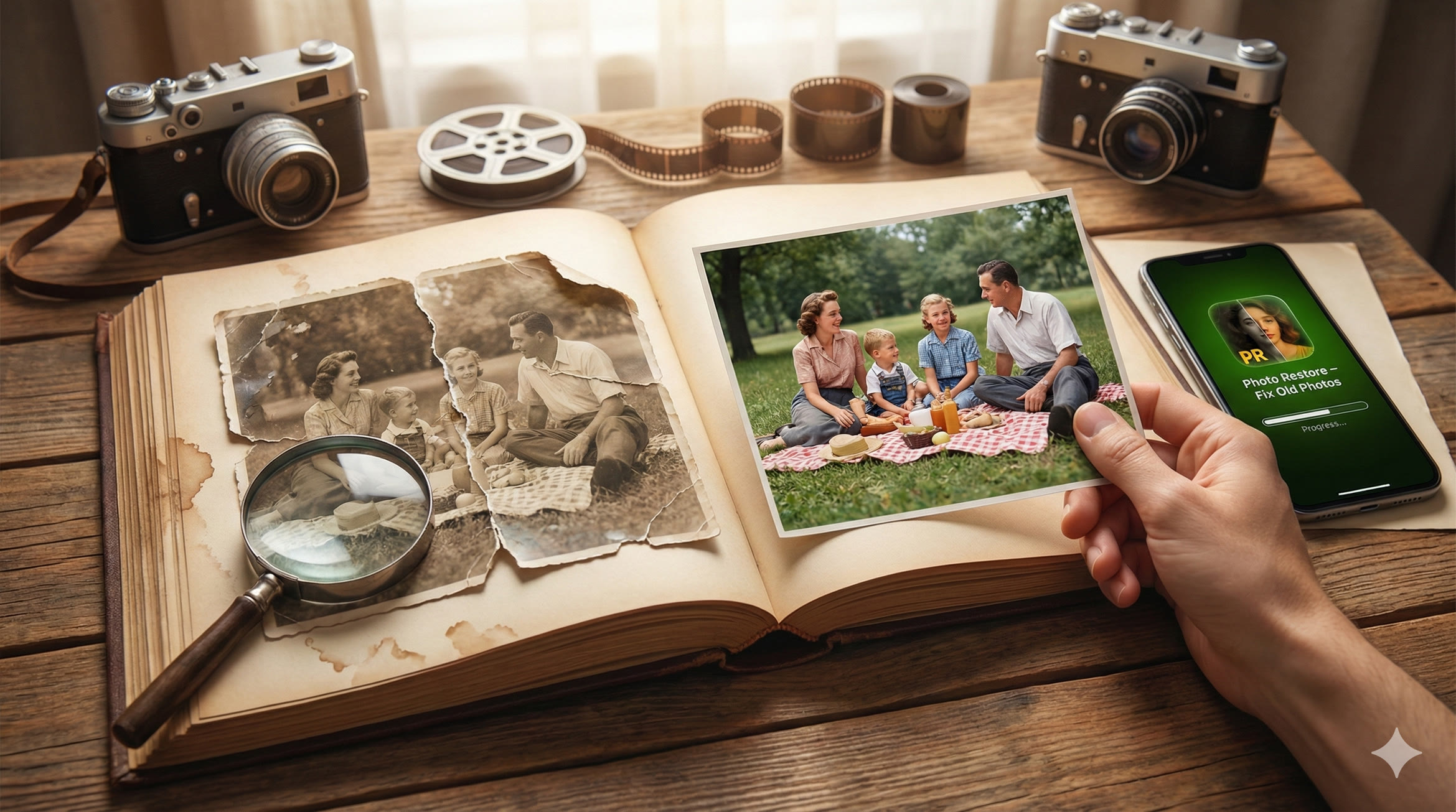 Digitize and restore family photo albums - AI-powered photo preservation for old photographs