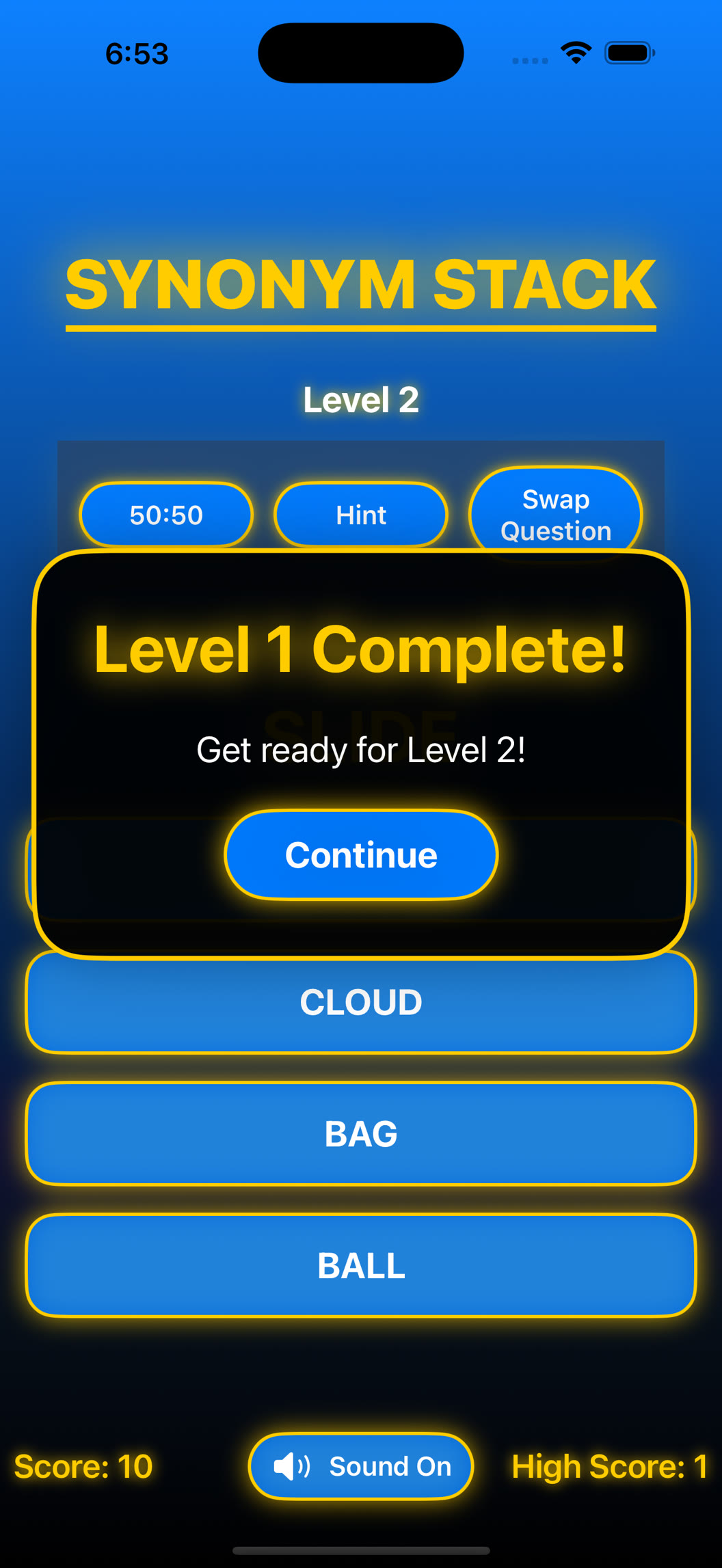 Level Progress in Synonym Stack