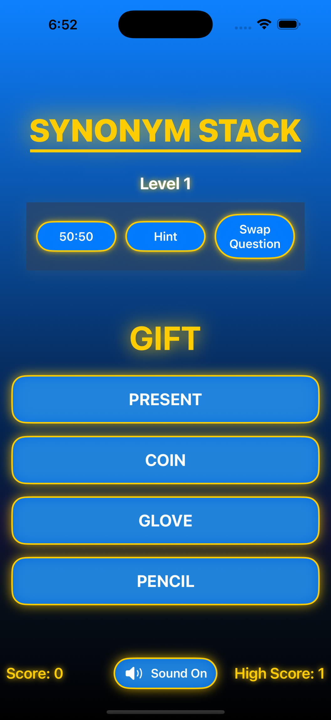 Synonym Stack Word Quiz Challenge