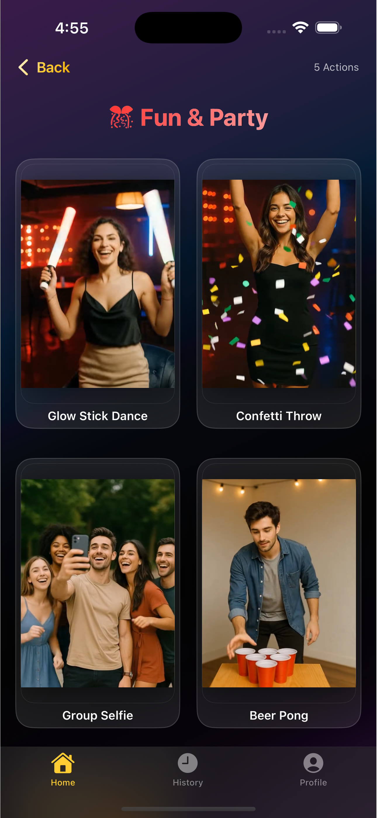 Party celebration actions - turn event photos into fun animated videos