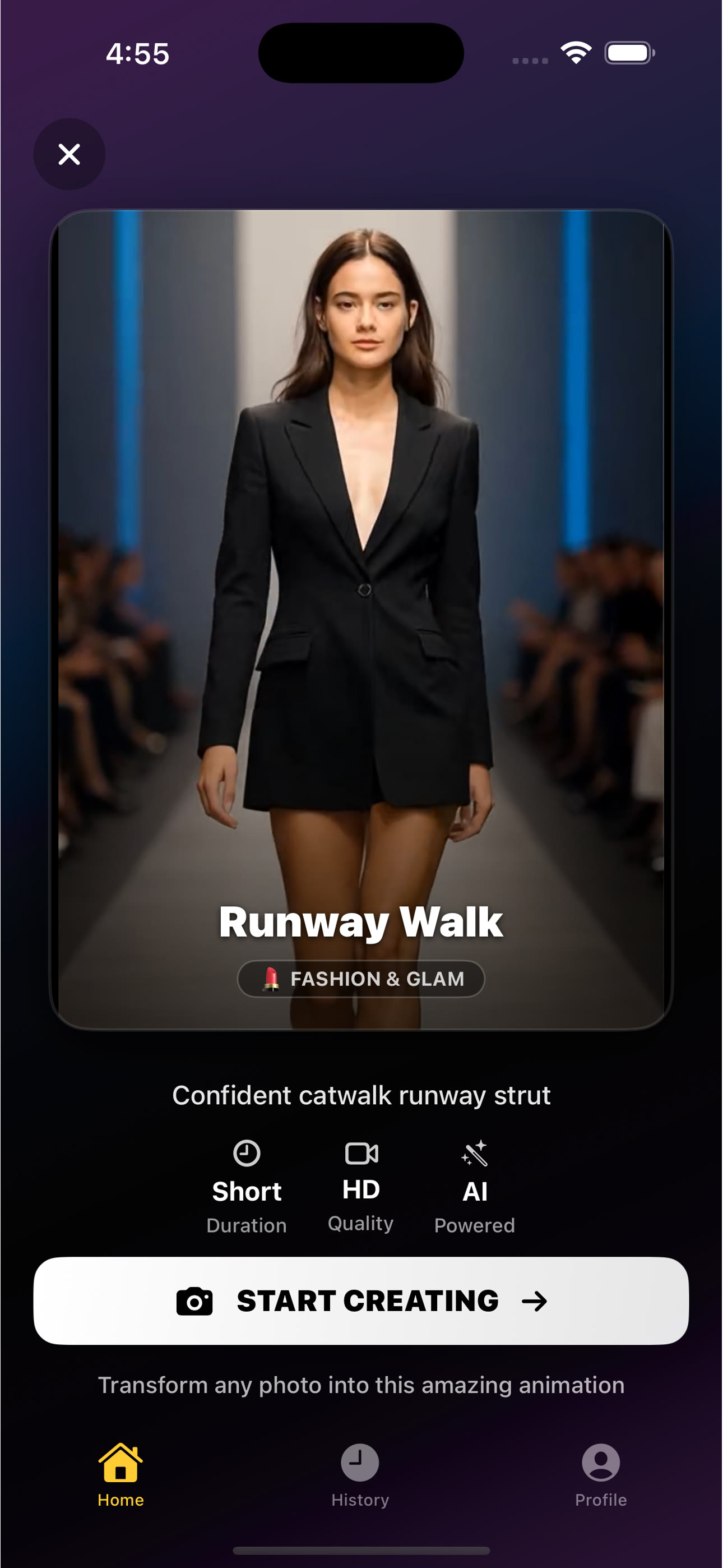 AI Video fashion runway preset - perfect for clothing and apparel e-commerce brands